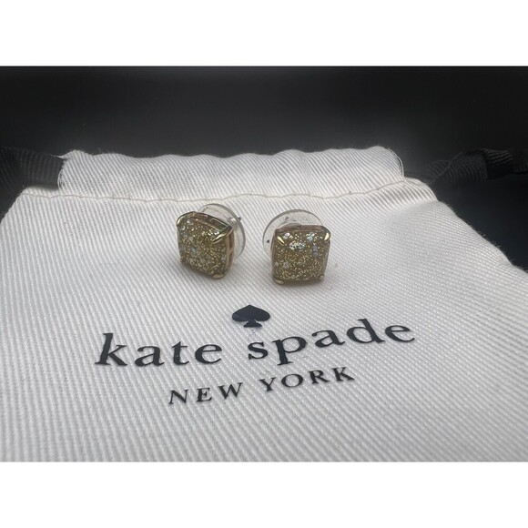KATE Spade Gold Sparkle Stud Earrings NWT - Picture 11 of 13